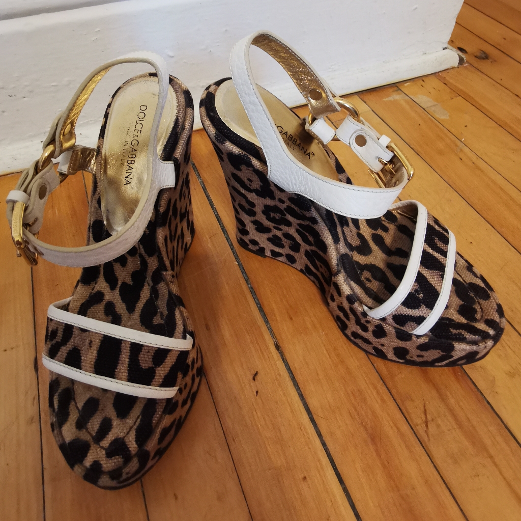 Dolce & Gabbana Leopard Print Wedge Sandals